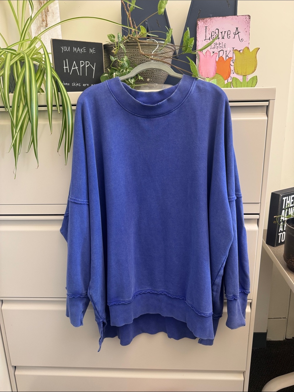 aerie Oversized Blue Crewneck Sweatshirt
